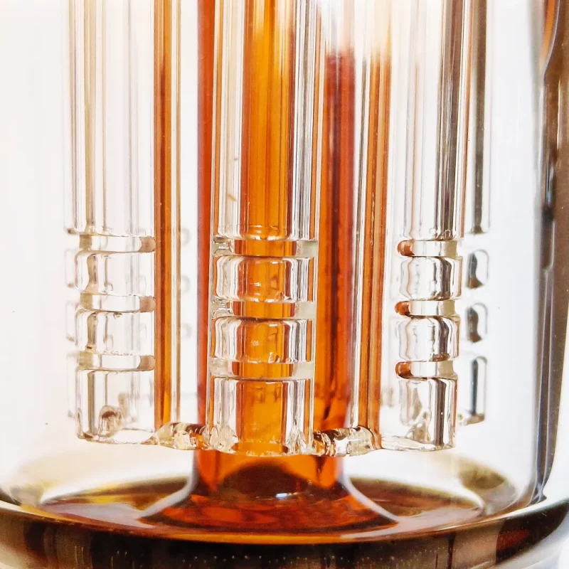 14.5" Dual-Tree Perc Bong with Amber Glass | Fumed Silver
