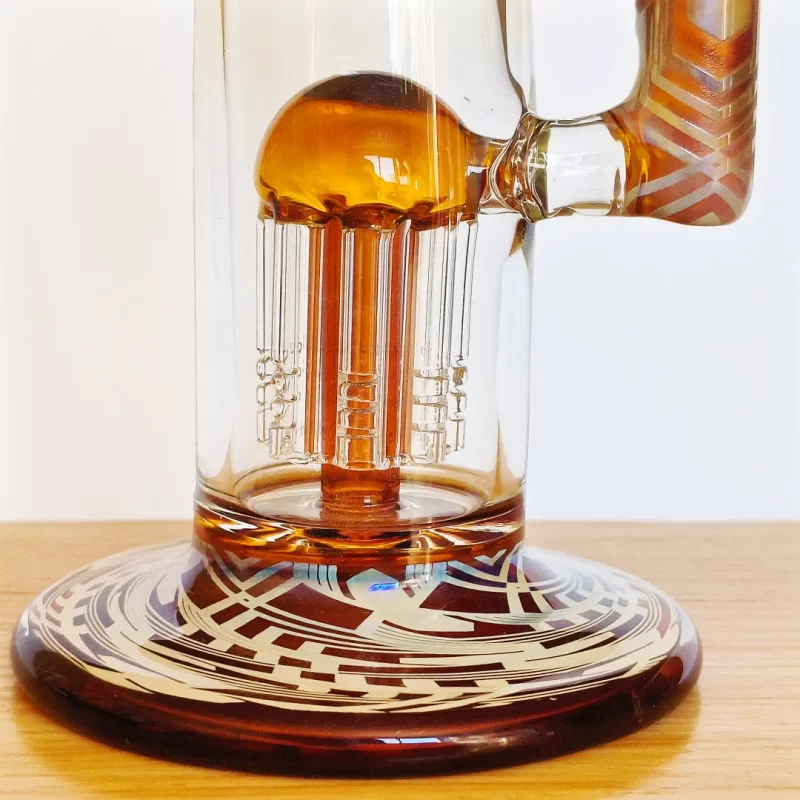 14.5" Dual-Tree Perc Bong with Amber Glass | Fumed Silver