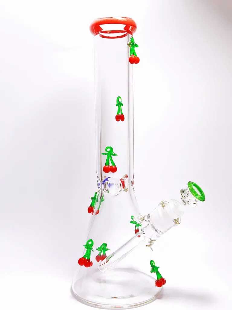 14" 7mm 3D Crystal Cherry Beaker Glass Bong
