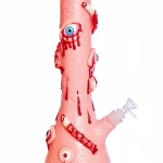 14" 9mm 3D Monster Glass Bong | Pink All-Seeing Eyes