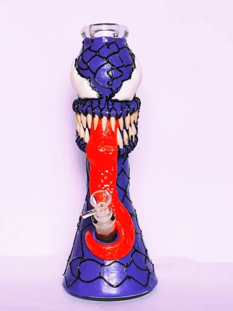 14'' 3D Monster Bong with Teeth Venom Style Front View