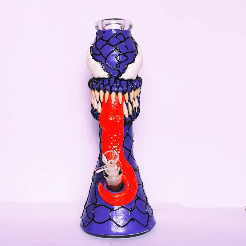 14'' 3D Monster Bong with Teeth Venom Style Front View