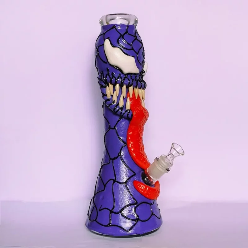 14'' 3D Monster Bong with Teeth Venom Style Right Side View