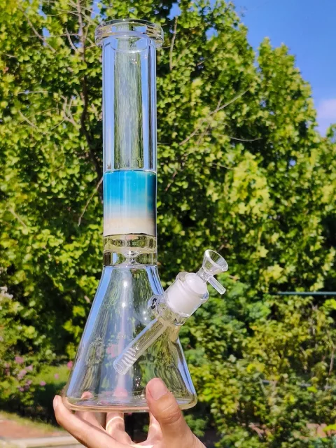 14 inch beaker bong with premium 7mm thick glass left side view