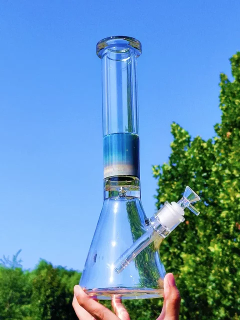 14 inch beaker bong with premium 7mm thick glass left side view