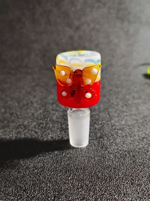 14mm Male Hand-Blown Colorful Butterfly Glass Bowl