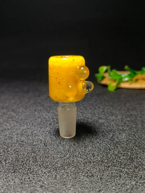 14mm Male Honey Yellow Cylindrical Glass Bowl