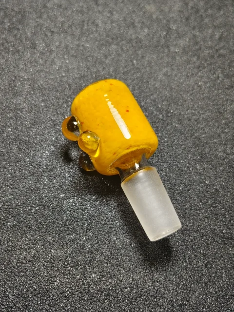 14mm Male Honey Yellow Cylindrical Glass Bowl-2 14mm Male Honey Yellow Cylindrical Glass Bowl