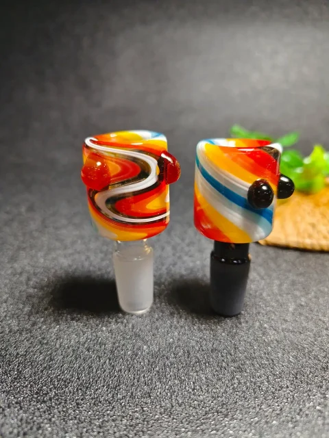 14mm Male Swirl Pattern Cylinder Glass Bong Bowl