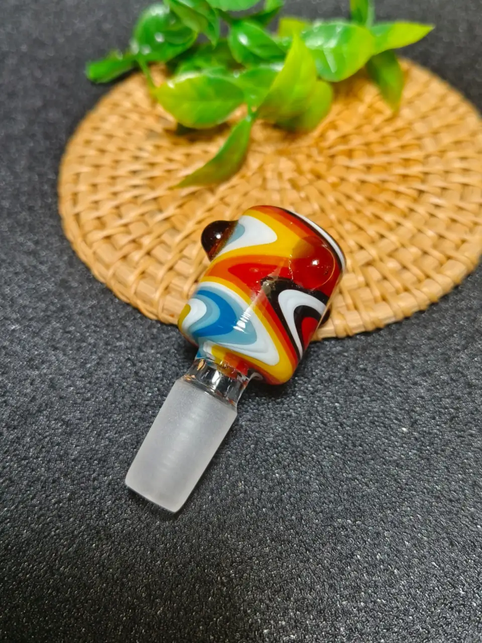 14mm Male Swirl Pattern Cylinder Glass Bong Bowl