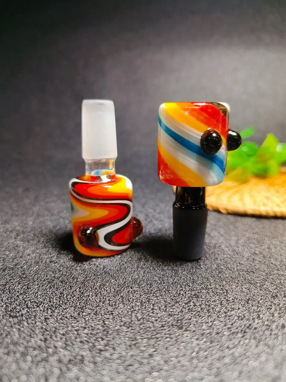 14mm Male Swirl Pattern Cylinder Glass Bong Bowl