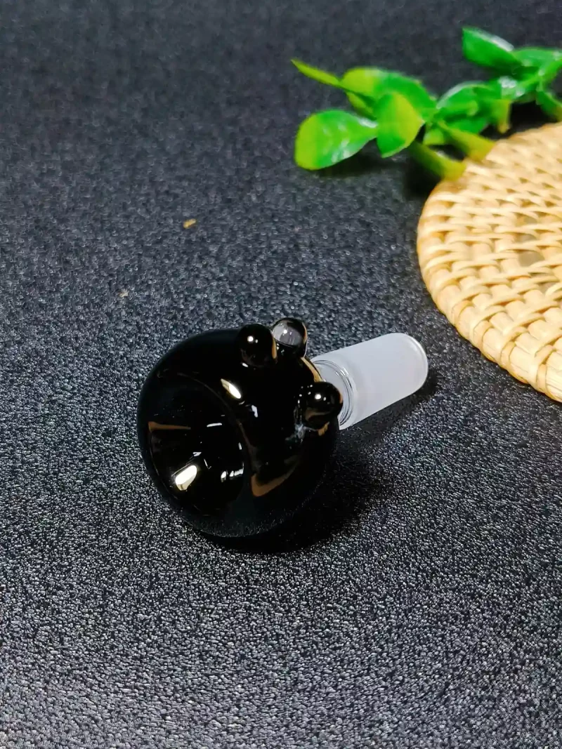 14mm Black Double-Layer Glass Bowl with 3 Raised Dots