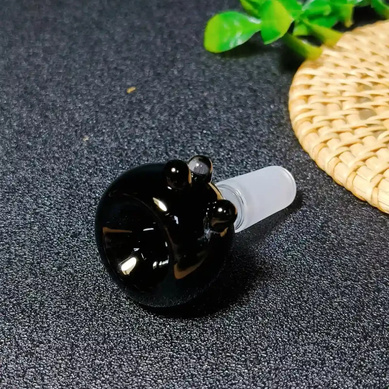 14mm Black Double-Layer Glass Bowl with 3 Raised Dots