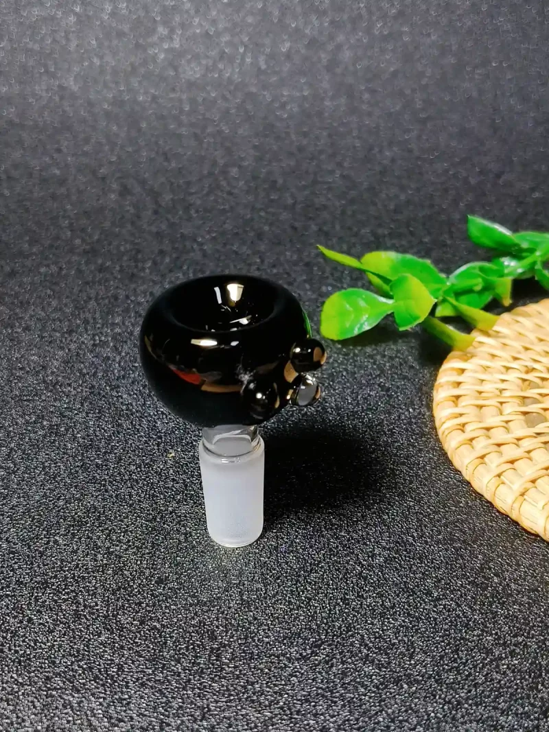 14mm Black Double-Layer Glass Bowl with 3 Raised Dots