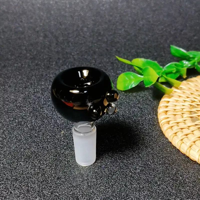 14mm Black Double-Layer Glass Bowl with 3 Raised Dots