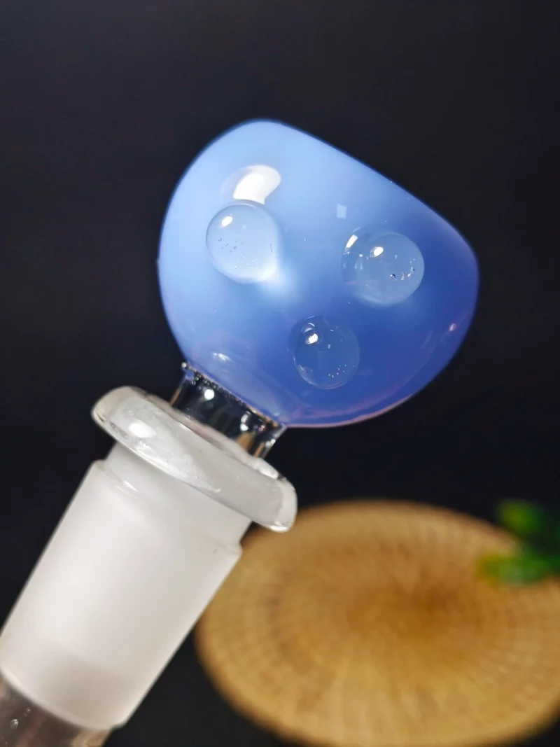 14mm Blue Double-Layer Glass Bowl with 3 Raised Dots