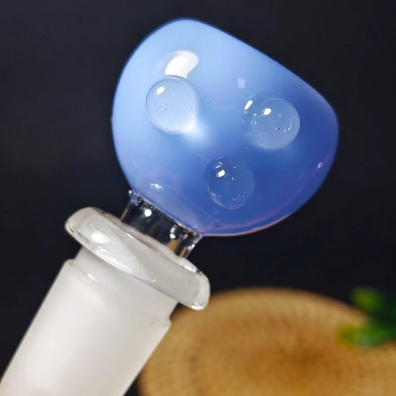 14mm Blue Double-Layer Glass Bowl with 3 Raised Dots