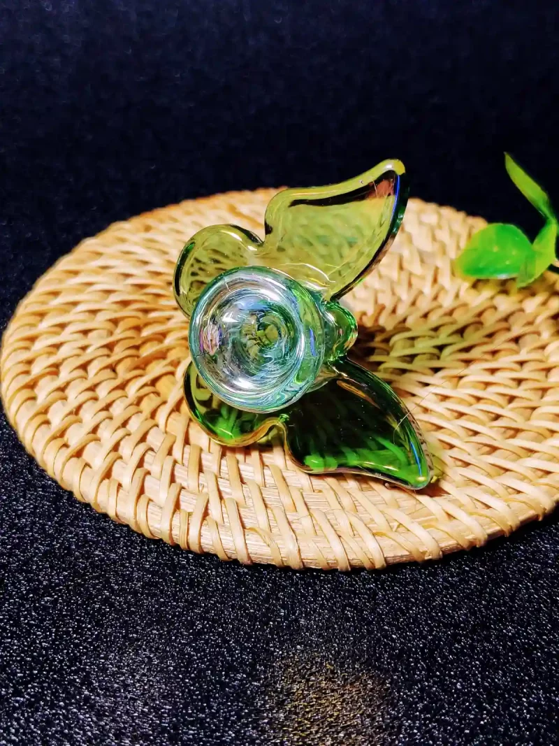 14mm Pretty Green Butterfly Glass Bong Bowl Slide - Image 6