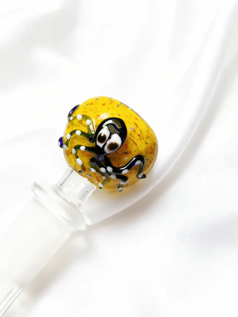 14mm Male 3D Octopus Yellow Glass Bong Bowl