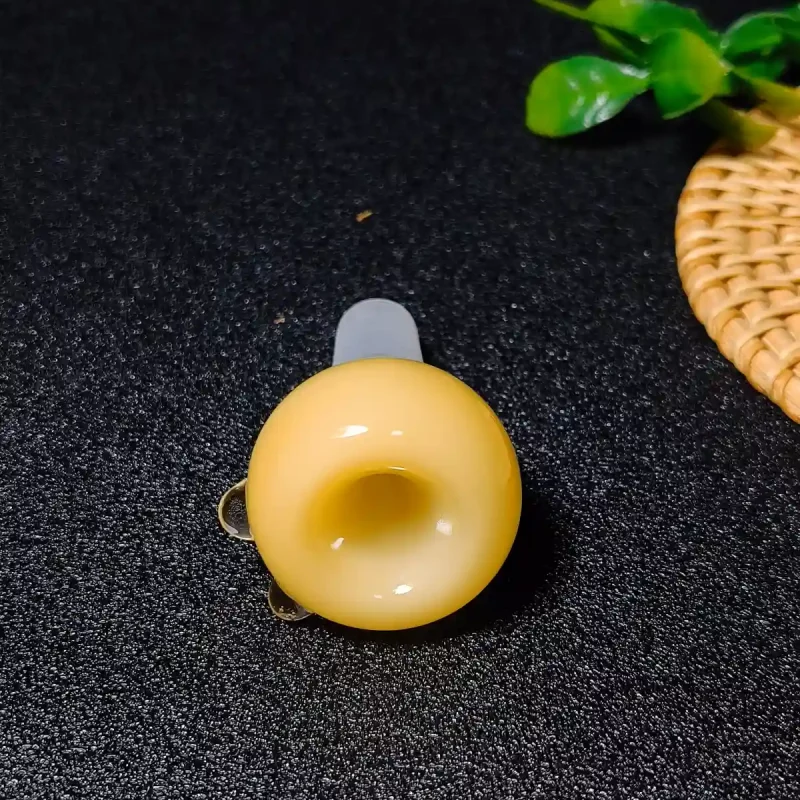 14mm Pastel Yellow Double-Layer Glass Bowl with 3 Raised Dots