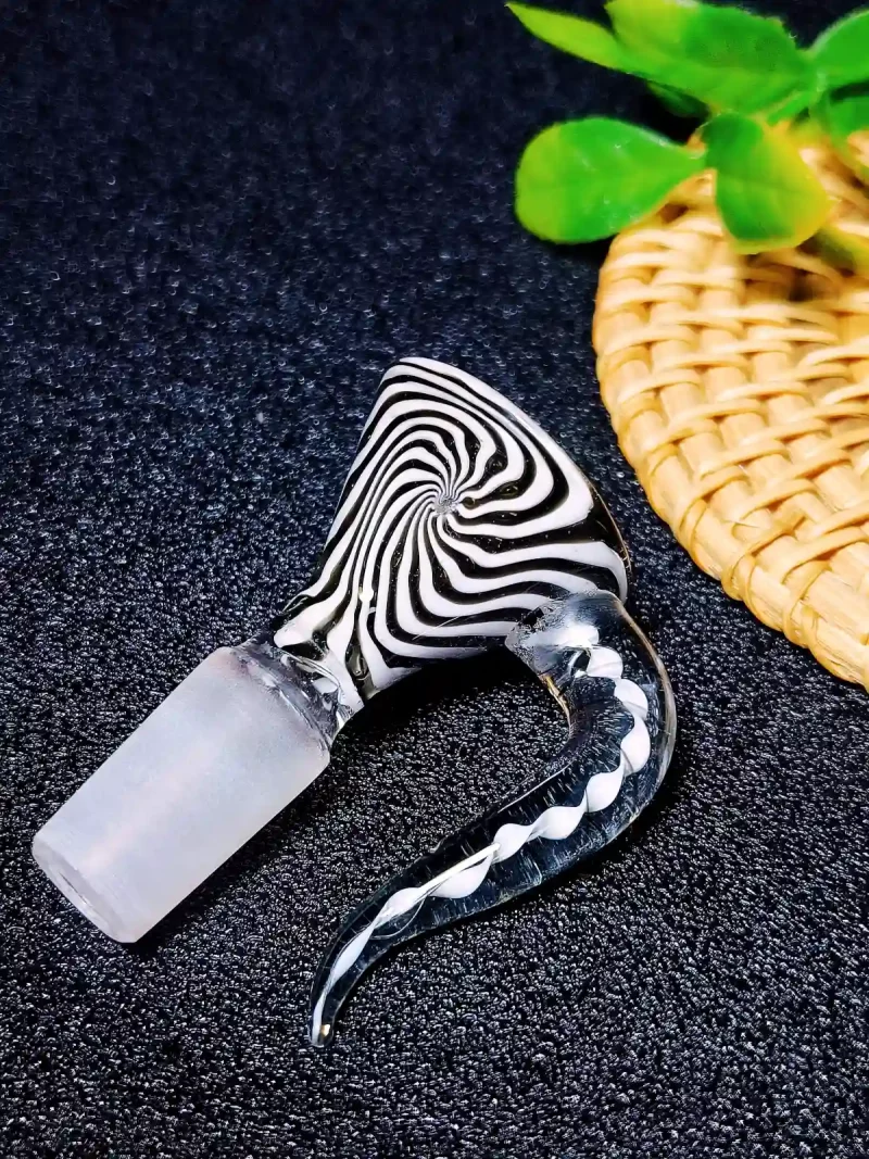14mm Zebra Swirl Bong Bowl with Spiral Horn Handle