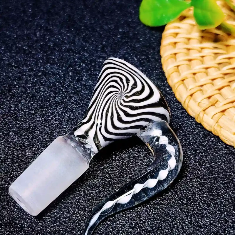 14mm Zebra Swirl Bong Bowl with Spiral Horn Handle