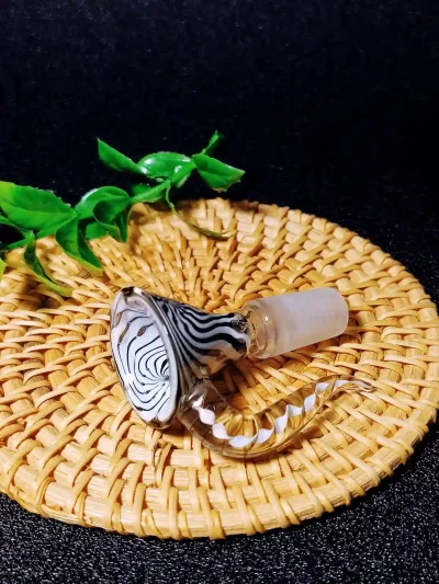 14mm Zebra Swirl Bong Bowl with Spiral Horn Handle