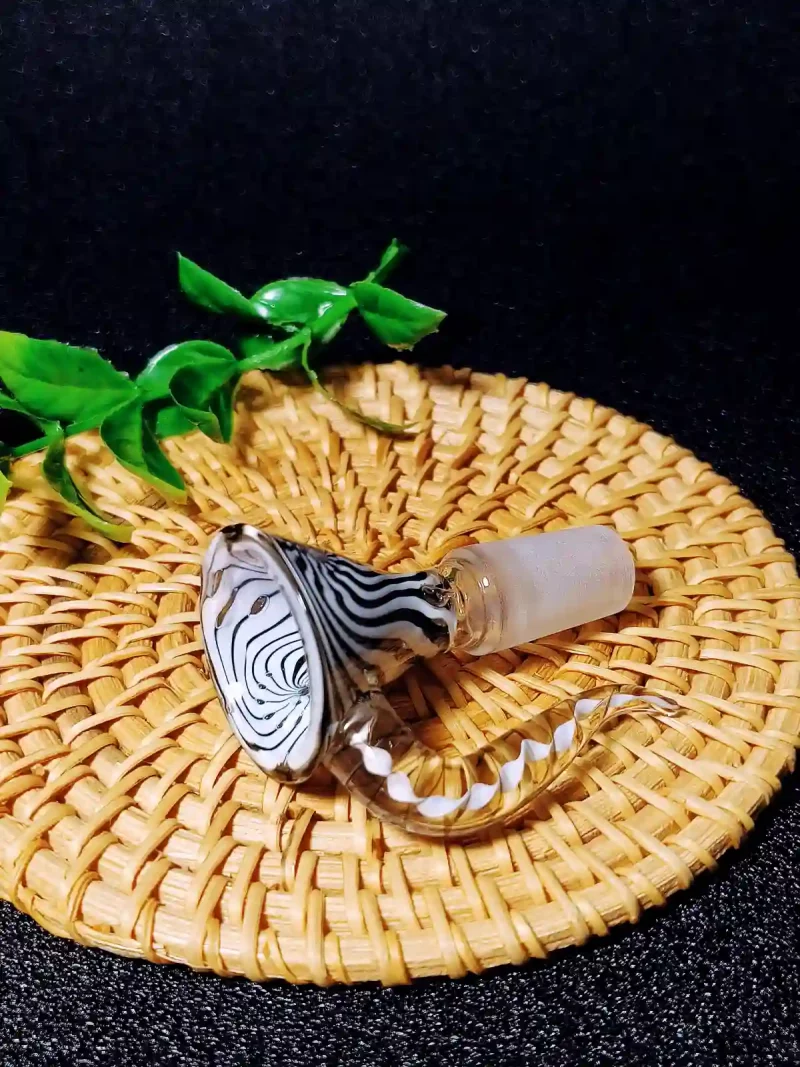 14mm Zebra Swirl Bong Bowl with Spiral Horn Handle