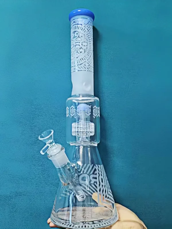 15.5″ 7mm Frosted Tribal Design Thick Beaker Bong