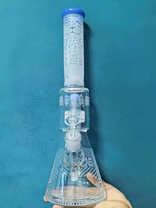 15.5″ 7mm Frosted Tribal Design Thick Beaker Bong