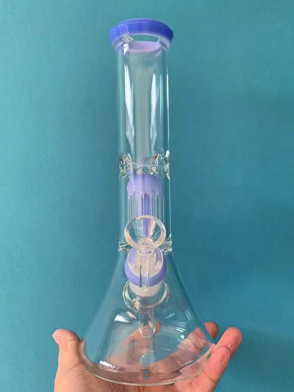 15" Purple Beaker Glass Bong with Tree Perc