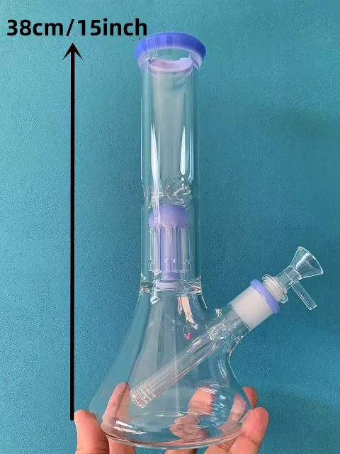 15" Purple Beaker Glass Bong with Tree Perc