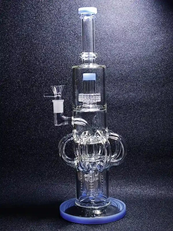 15″ Triple Perc Recycler Tornado Glass Bong | Sky Blue