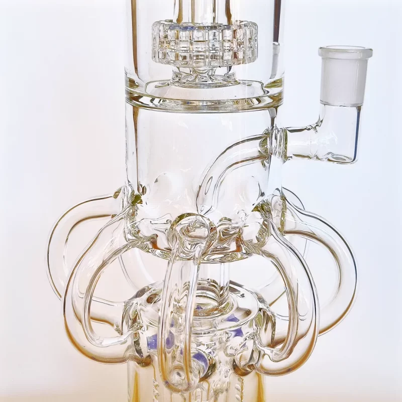 15" Triple Perc Recycler Glass Bong | Blue Accents-Spider Arm Recycler