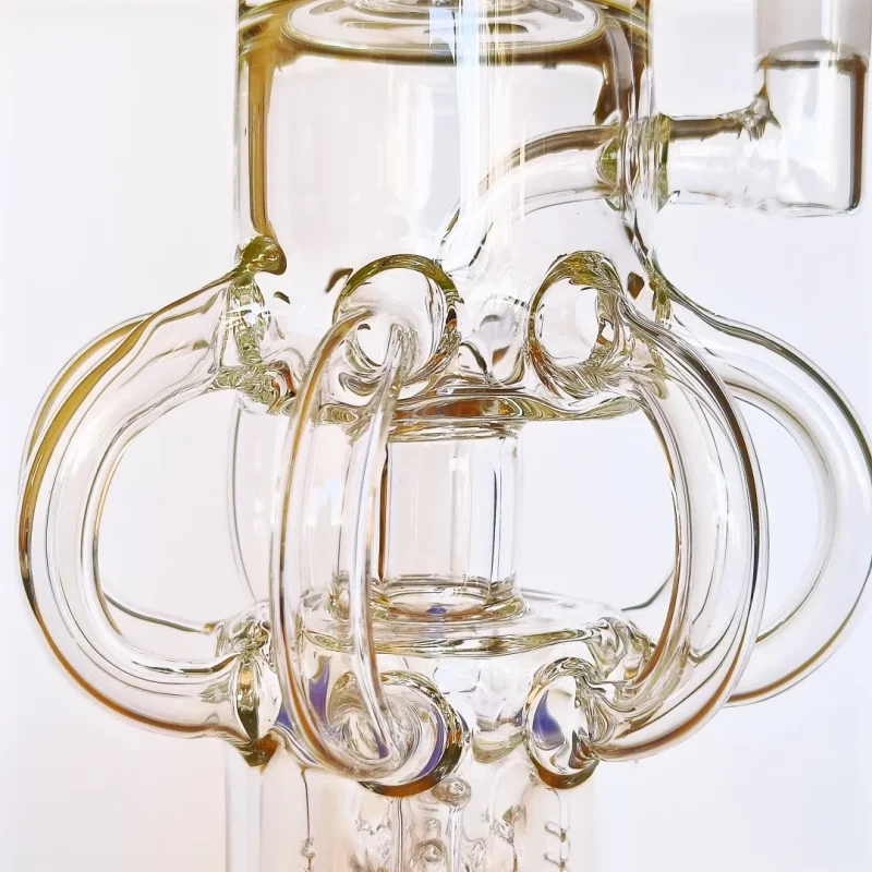 15" Triple Perc Recycler Glass Bong | Blue Accents-Spider Arm Recycler