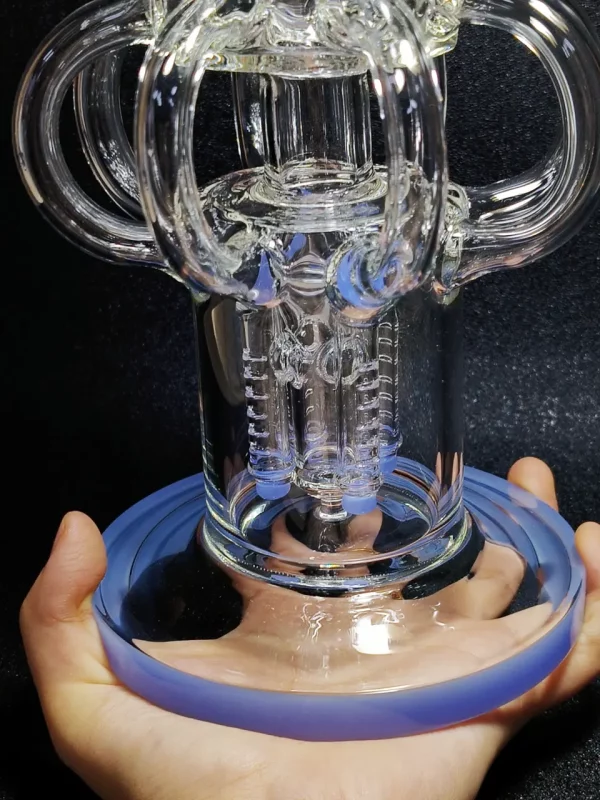 15″ Triple Perc Recycler Tornado Glass Bong | Sky Blue