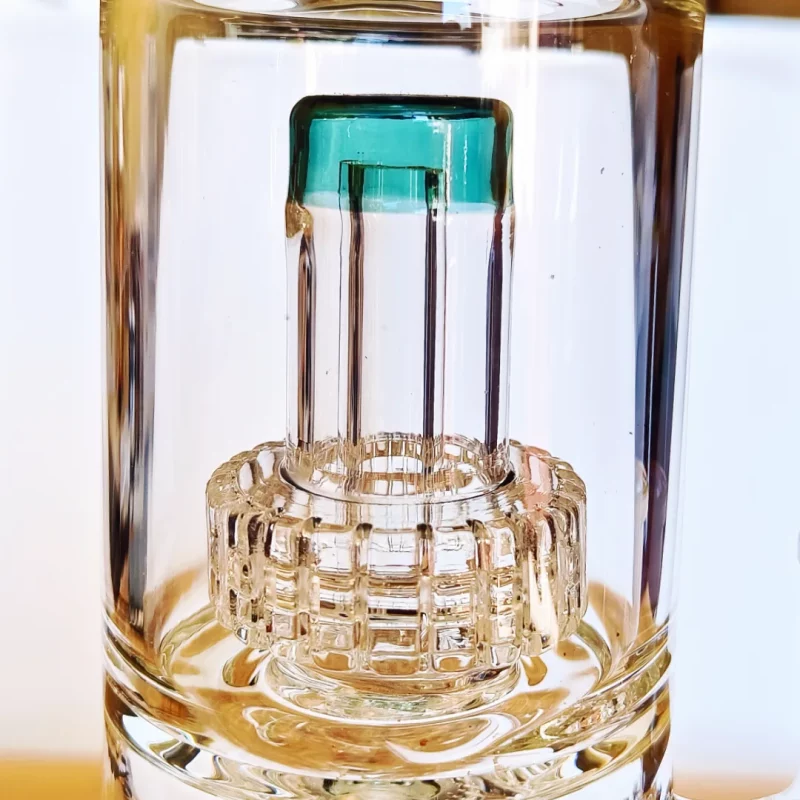 15" Triple Perc Recycler Glass Bong | Lake Green Accents - Matrix Perc