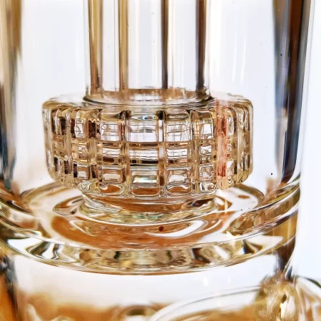 15" Triple Perc Recycler Glass Bong | Lake Green Accents - Matrix Perc