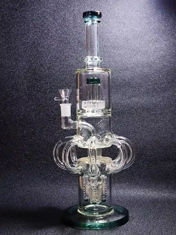 15" Triple Perc Recycler Tornado Glass Bong | Lake Gree
