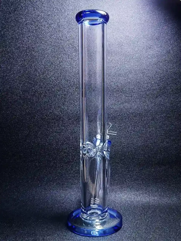 16" 9mm Blue Straight Tube Thick Glass Bong