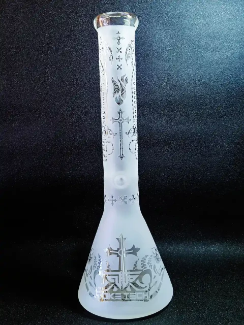 16″ Toke Tech Sandblasted 9mm Thick Glass Beaker Bong 16″ Toke Tech Sandblasted 9mm Thick Glass Beaker Bong