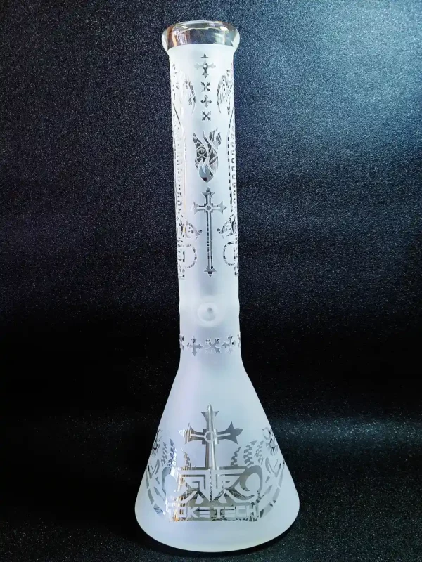 16″ Toke Tech Sandblasted 9mm Thick Glass Beaker Bong