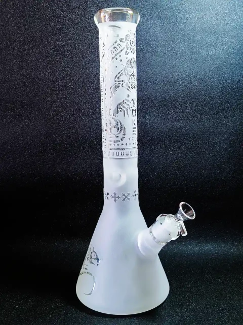 16″ Toke Tech Sandblasted 9mm Thick Glass Beaker Bong