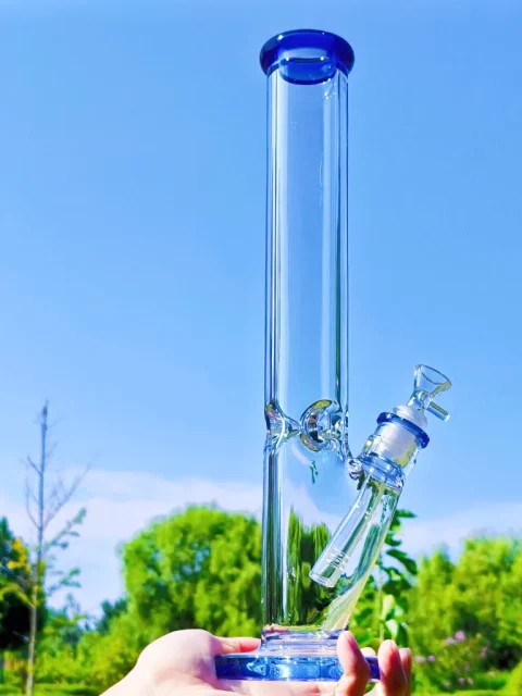 16 Inch Straight Tube Bong - 9mm Thick Glass Blue
