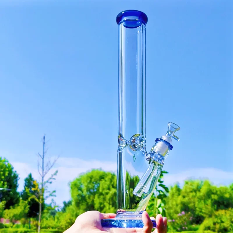 16 Inch Straight Tube Bong - 9mm Thick Glass Blue