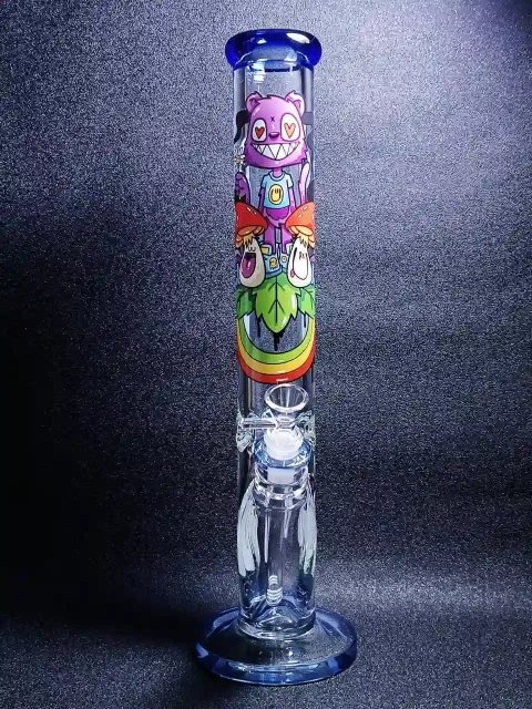 16" 9mm Straight Tube Glass Bong | Nicky Davis Ghost Gang