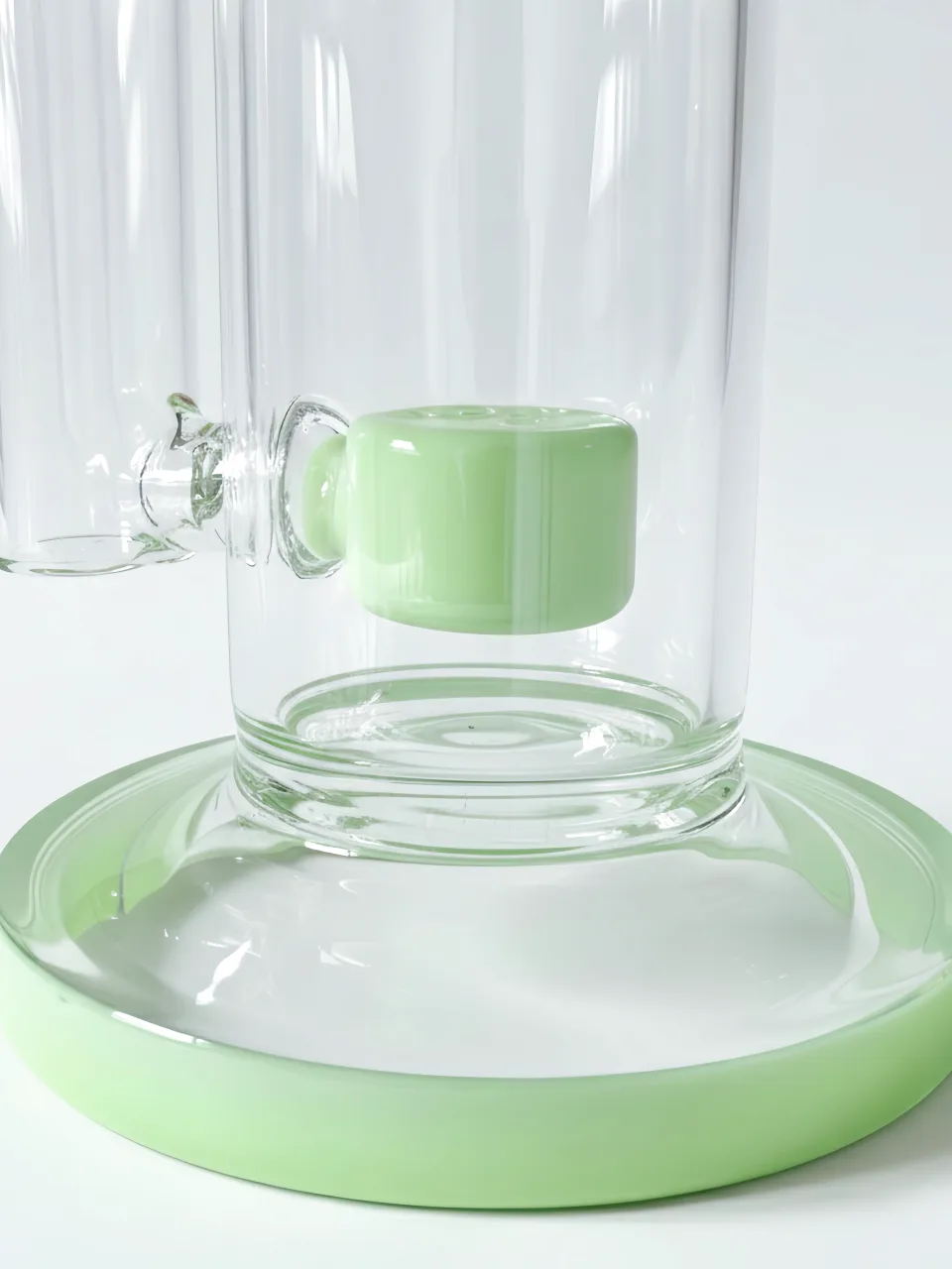 16" Minimalist Green Straight Tube Glass Bong with Drum Perc