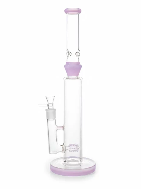 16" Milky Pink Lab Straight Tube Glass Bong with Cactus Perc