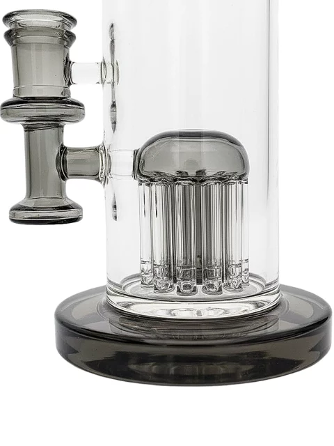18″ Black Glass Straight Tube Bong with Double Tree Percs 18" Black Glass Straight Tube Bong with Double Tree Percs