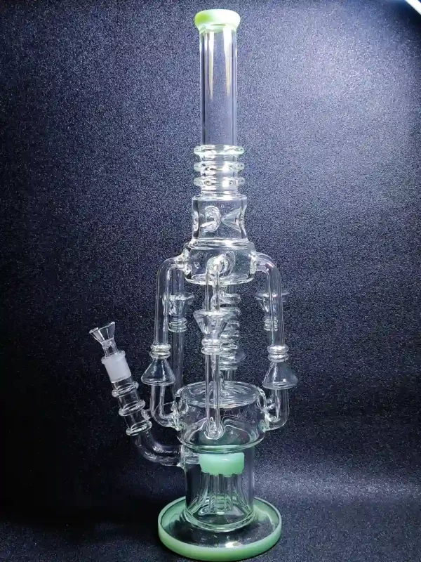 18″ Multi-Chamber Recycler Glass Bong | Mint Green